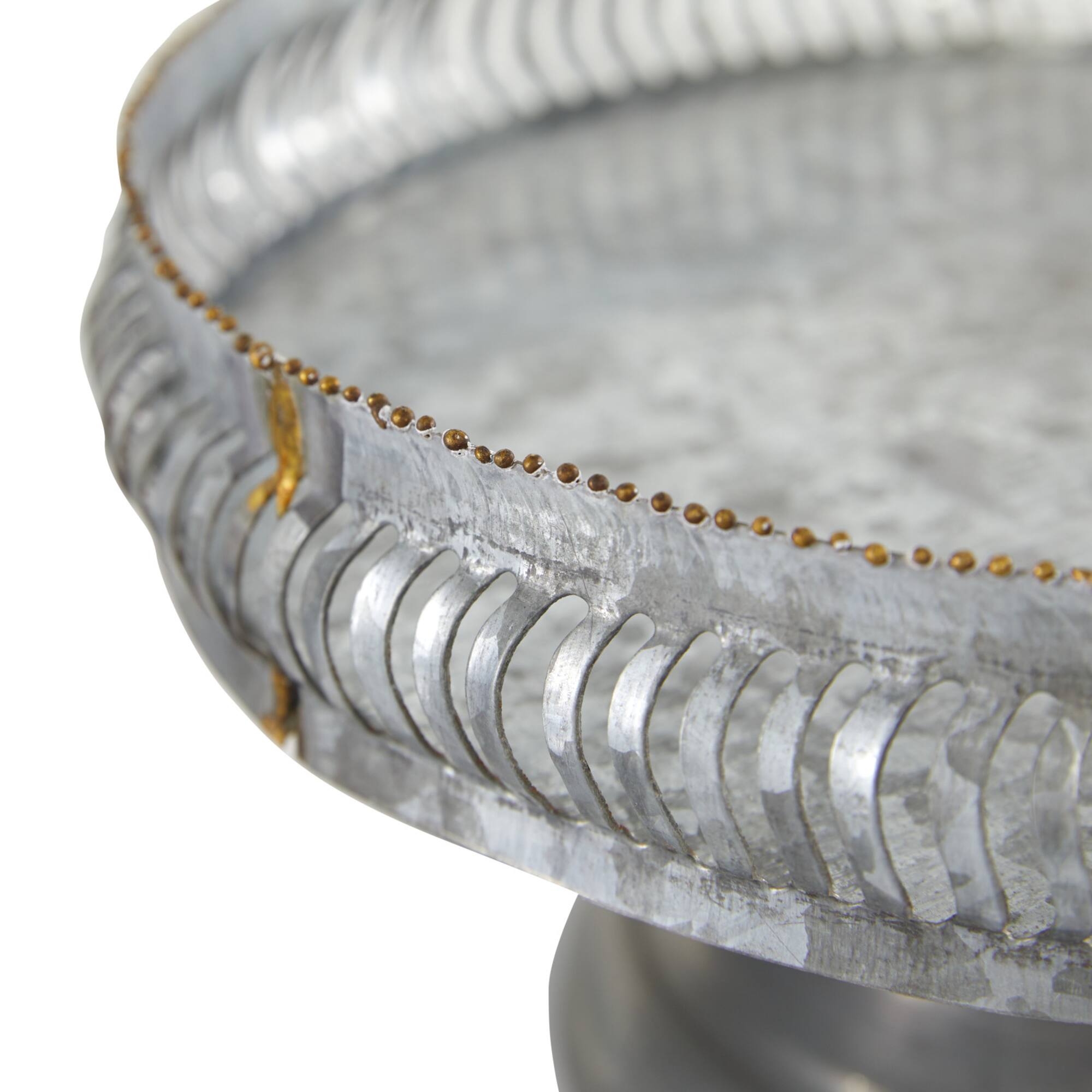 Set of 2 Grey Metal Farmhouse Cake Stand, 16", 12"